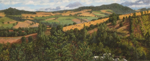 Chardeyre, olieverf, 19 x 46 cm, 8/2007, huile, Chardeyre