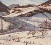Terres du Ruisseau, olieverf, 20 x 22 cm, 12/2003, huile, Les Terres du Ruisseau