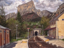 Station Clelles-Mens, olieverf, 30 x 40 cm, 5/2006, huile, Gare Clelles-Mens