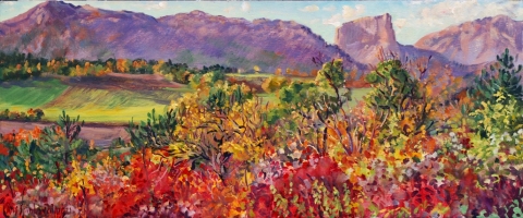 Le Vercors, olieverf, 19 x 46 cm, 10/2021, huile, Le Vercors