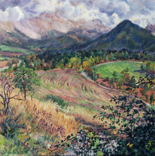 Col du Thau, olieverf, 35 x 35 cm, 10/2023, huile,  Col du Thau