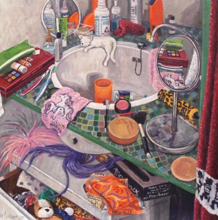 De wasbak van Anna, olieverf, 35 x 35 cm, 2001, huile, Le lavabo d’Anna