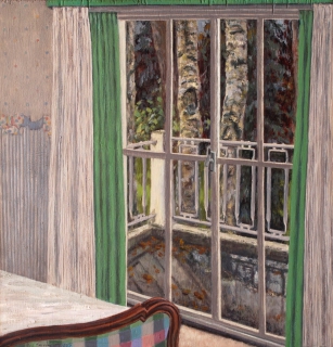 Logeerkamer Aalst, olieverf, 31 x 30 cm, 1995, huile,Chambre d'hôte - Aalst