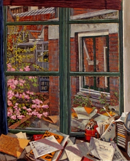 Kamer Tom in Amsterdam, olieverf, 36 x 29 cm, 1999, huile, La chambre de Tom à Amsterdam