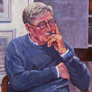 Portret Johan, olieverf, 60 x 60 cm, 2021, huile, Portrait de Johan