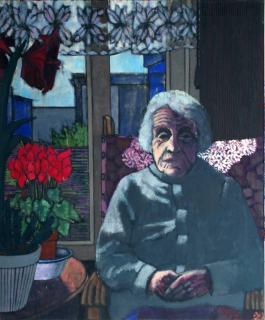 Mijn oma, olieverf, 120 x 100 cm, 1985, huile, Ma grand mère