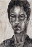 Zelfportret, aquarel, 40 x 30 cm, 1991, aquarelle, Autoportrait