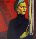 Zelfportret, olieverf, 85 x 80 cm, 1987, huile, Autoportrait