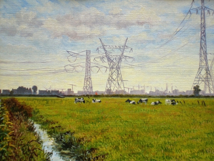 Bij Durgerdam, olieverf, 19 x 25 cm, 9/2007, huile, Environs de Durgerdam