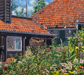 Huis Adri - Landsmeer, olieverf, 31 x 35 cm, 9/2015, huile, La maison de Adri