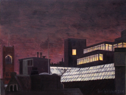 Toren Beurs van Berlage, Amsterdam, olieverf, 19 x 25 cm, 12/2004, huile, Amsterdam