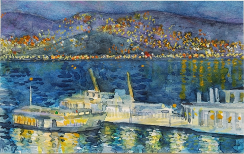 Büyükada, aquarel, 12 x 20 cm, 6/2007, aquarelle, Büyükada