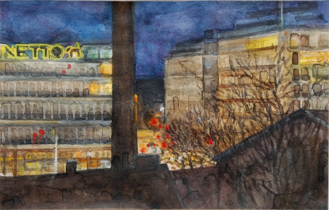 Kopenhagen, aquarel, 12 x 20 cm, 1/2008, aquarelle, Kopenhagen