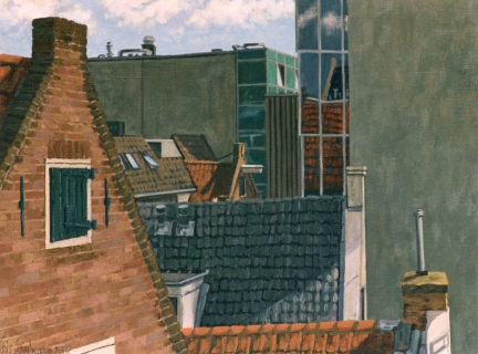 Dirk van Hasseltsteeg, Amsterdam, olieverf, 24 x 32 cm, 2002, huile, Amsterdam