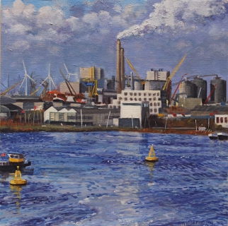 Houthaven, Amsterdam, olieverf, 30 x 30 cm, 12/2011, huile, Amsterdam