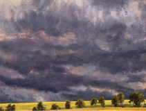 Onweerslucht, olieverf, 19 x 25 cm, 7/2005, huile, Ciel orageux