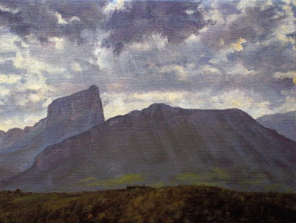 De Mt. Aiguille, olieverf, 19 x 25 cm, 5/2006, huile, Le Mt. Aiguille