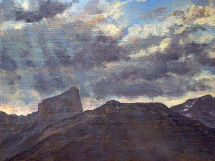 De Mt. Aiguille, olieverf, 19 x 25 cm, 5/2006, huile, Le Mt. Aiguille