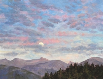Opkomende maan, olieverf, 19 x 25 cm, 10/2009, huile, Lune montante