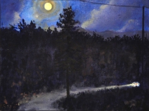 Volle maan, olieverf, 19 x 25 cm, 10/2009, huile, Pleine lune
