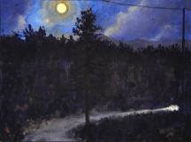 Volle maan, olieverf, 19 x 25 cm, 10/2009, huile, Pleine lune