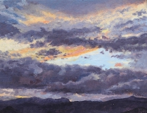 Het laatste licht, olieverf, 19 x 25 cm, 10/2009, huile, La dernière lumière