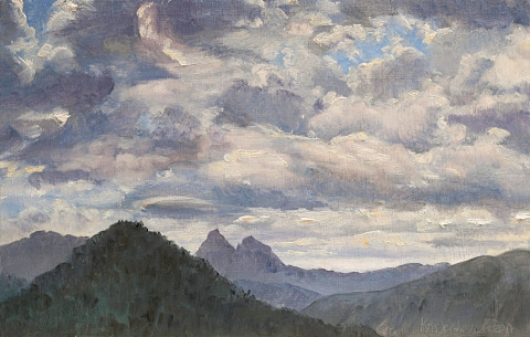 Les Aiguilles de Lus, olieverf, 20 x 31 cm, 8/2011, huile, Les Aiguilles de Lus