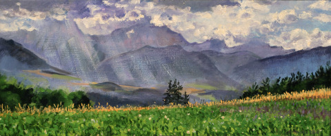 De Vercors, olieverf, 19 x 46 cm, 7/2014, huile, Le Vercors