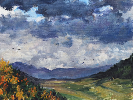 Col du Thaud, olieverf, 19 x 25 cm, 11/2014, huile, Col du Thaud