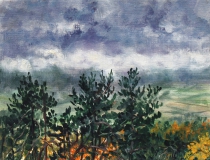 Serre des Neuf Eglises, olieverf, 19 x 25 cm, 11/2014, huile, Serre des Neuf Eglises