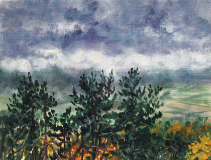 Serre des Neuf Eglises, olieverf, 19 x 25 cm, 11/2014, huile, Serre des Neuf Eglises