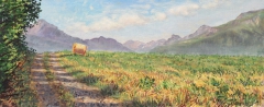 Col du Thaud, olieverf, 19 x 46 cm, 7/2015, huile, Col du Thaud