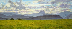 De vlakte van St. Jean d'Hérans, olieverf, 19 x 46 cm, 8/2007, huile, La plaine de St. Jean d'Hérans