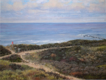 Duinen bij Den Haag, olieverf, 19 x 25 cm, 9/2006, huile, Dunes à La Haye