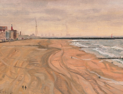 Scheveningen Haven, olieverf, 19 x 25 cm, 12/2006, huile, Le port de Scheveningen