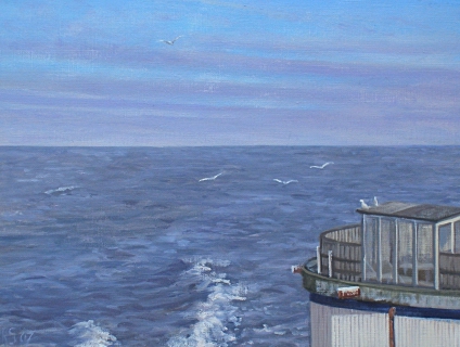 ‘Schateiland’ op Scheveningse Pier, olieverf, 19 x 25 cm, 1/2007, huile, Scheveningen