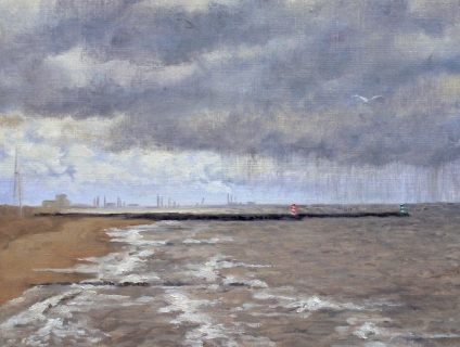 Scheveningen Haven, olieverf, 19 x 25 cm, 2/2007, huile, Le port de Scheveningen