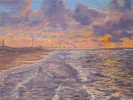 Scheveningen Haven, olieverf, 19 x 25 cm, 2/2007, huile, Le port de Scheveningen