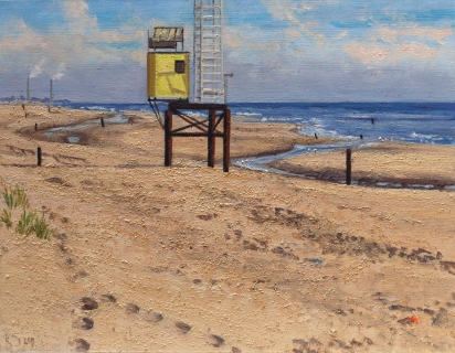 Egmond, olieverf, 19 x 25 cm, 6/2009, huile, Egmond