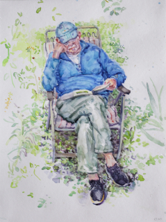 Tom, aquarel, 40 x 30 cm, 7/2025, aquarelle, Tom