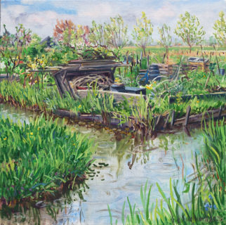 Broek in Waterland, olieverf, 25 x 25 cm, 4/2025, huile,  Broek in Waterland