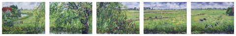 Uitzicht richting Zuiderwoude, olieverf, 5x (19 x 25 cm), 6/2025, huile,  Vue direction Zuiderwoude