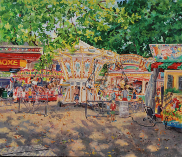 Kermis in Broek in Waterland, olieverf, 31 x 37 cm, 8/2025, huile,  Kermesse