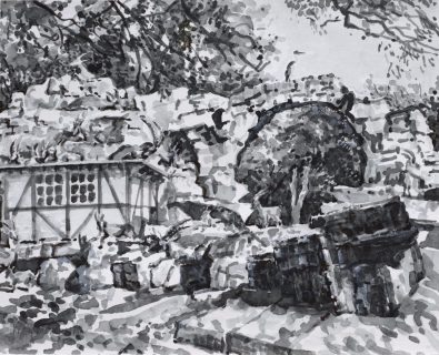 Berggeiten in Artis, sumi inkt, 24 x 30 cm, 10/2018, , encre sumi, Zoo d'Amsterdam